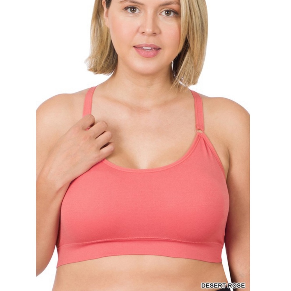 NEW Plus DESERT ROSE Cross Back Seamless Removable Padded Bra